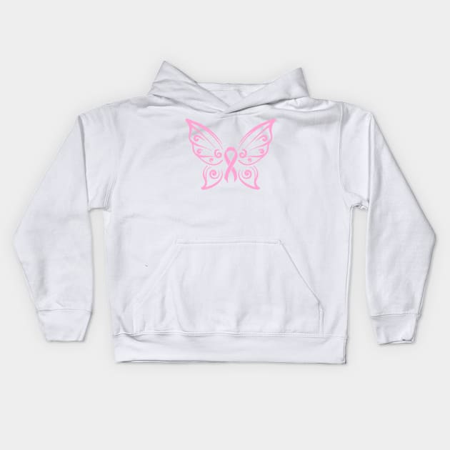 Cancer Awareness Butterfly Ribbon Kids Hoodie by ALLAMDZ